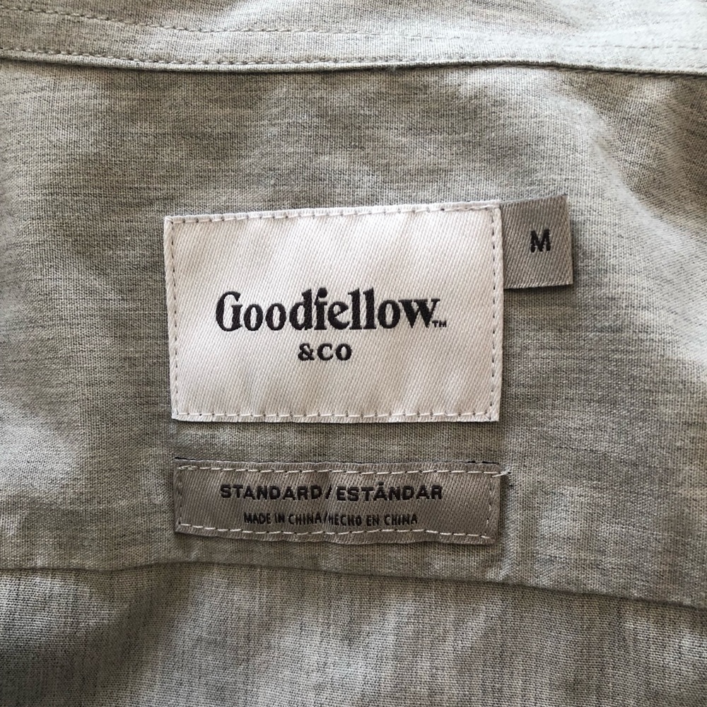 NWOT GOODFELLOW & CO Light Grey Long Sleeve Collared Pocket Button Down Shirt - Picture 11 of 14